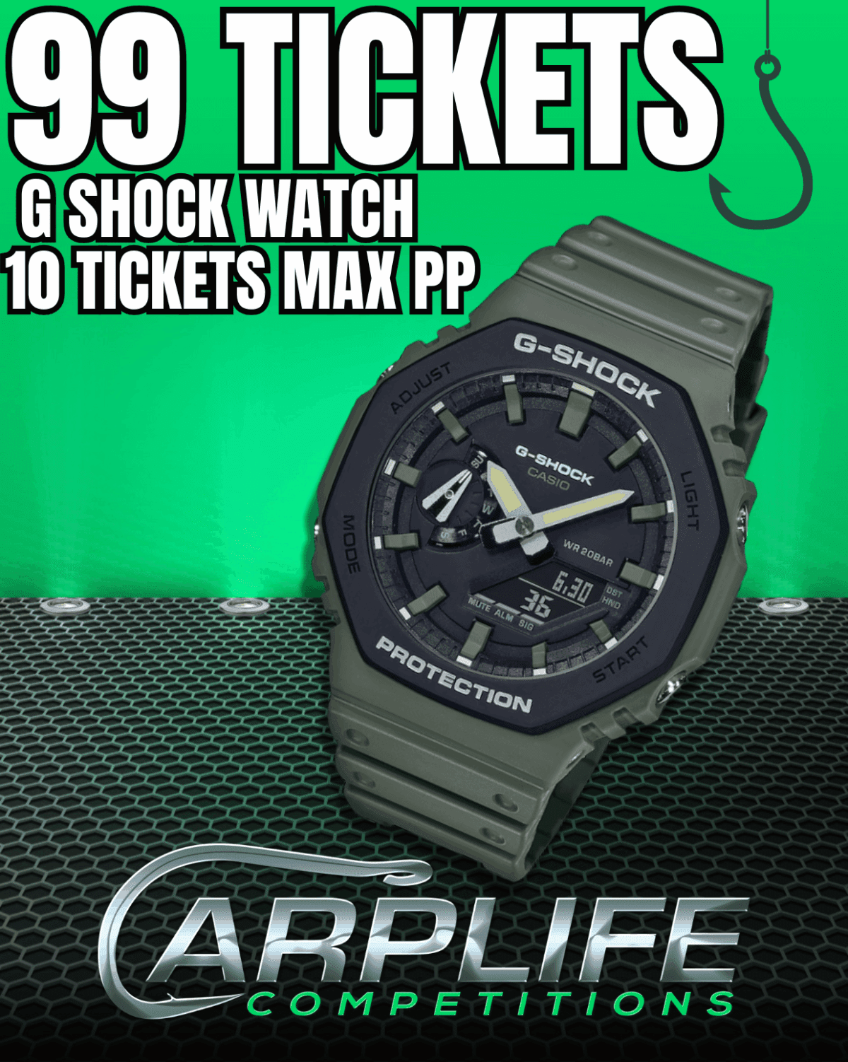 99 TICKETS ONLY CASIO G SHOCK WATCH OR £100 CASH