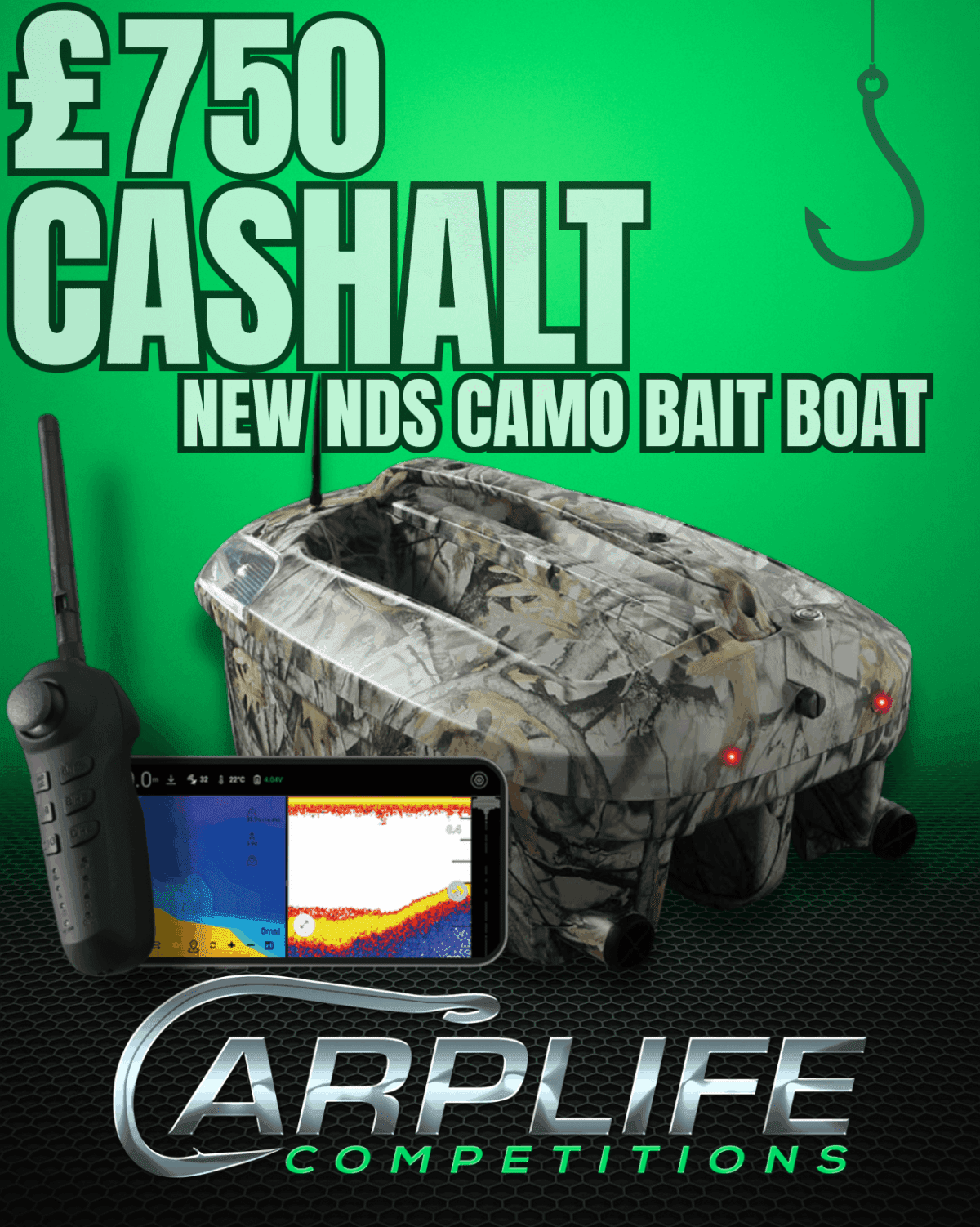 NEW NDS CAMO BAIT BOAT WITH GPS AUTOPILOT PLUS INSTANT WINS (PRE ORDER)