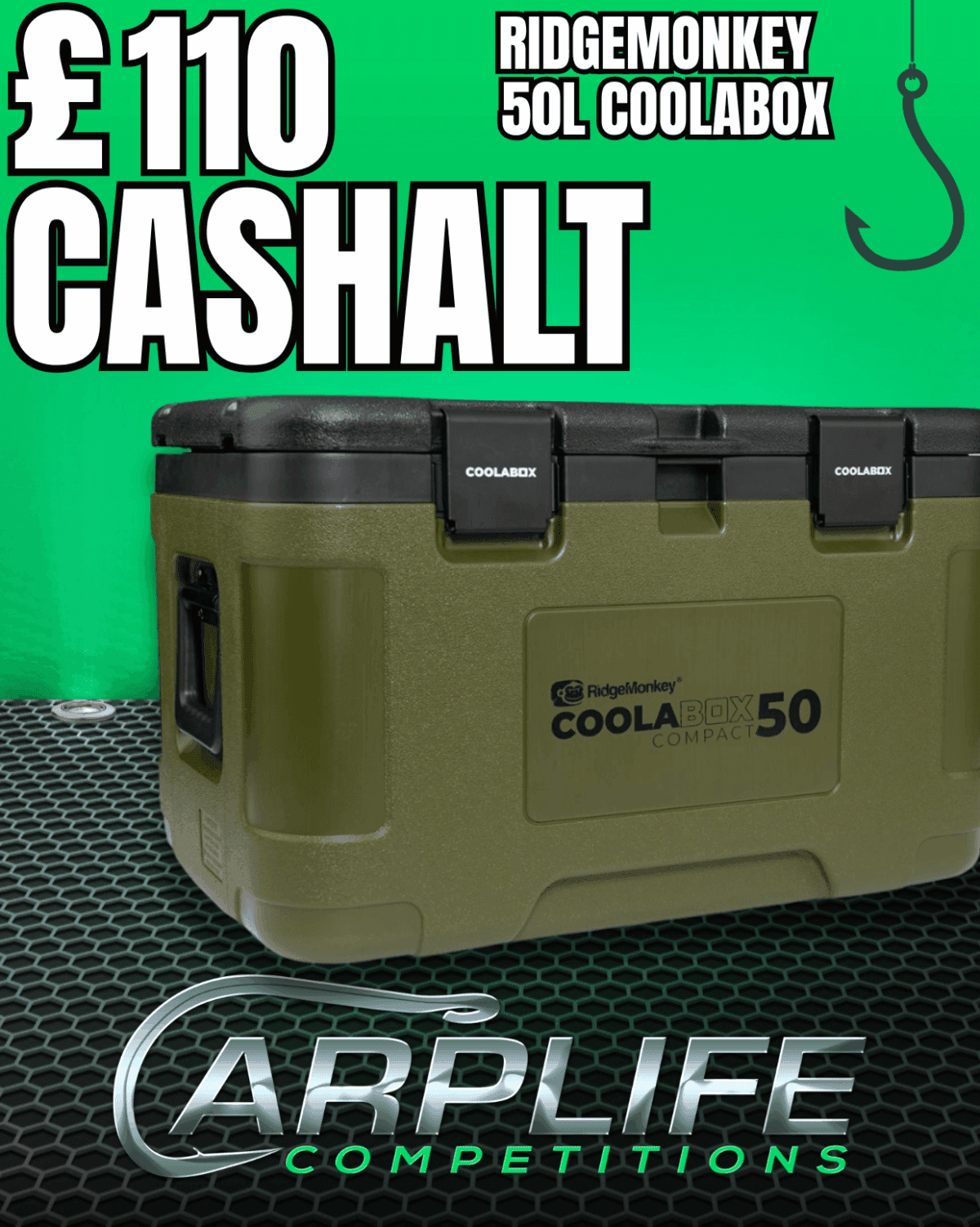 99 TICKETS ONLY RIDGEMONKEY 50L COOLABOX MAIN PRIZE WITH INSTANT WINS