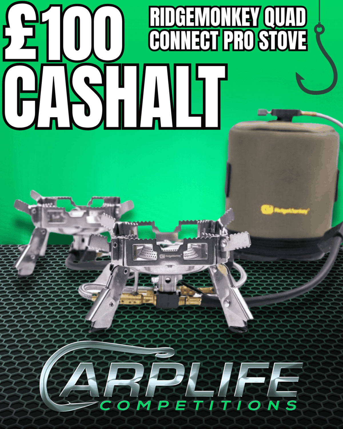 99 TICKETS ONLY RIDGEMONKEY QUAD CONNECT STOVE PRO FULL KIT MAIN PRIZE WITH INSTANT WINS