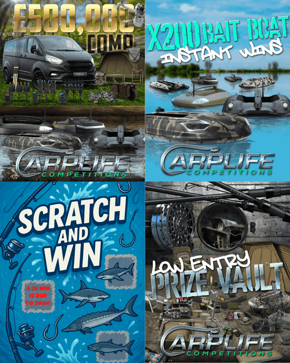 HUGE WIN TICKETS INTO OUR FOUR HOTTEST COMPS WITH £1000 TICKET BUNDLE MAIN PRIZE